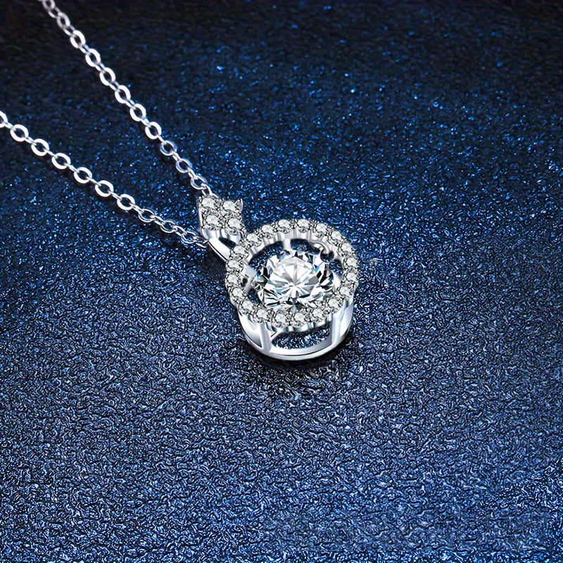 Colar Diamante Solitário de Moissanita - Prata esterlina 925 com revestimento de ouro 18K