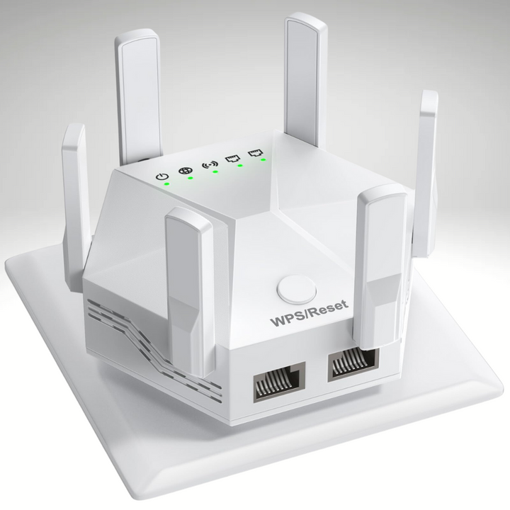 WiFi Extender Signal Booster - 6 antenas potentes - Branco