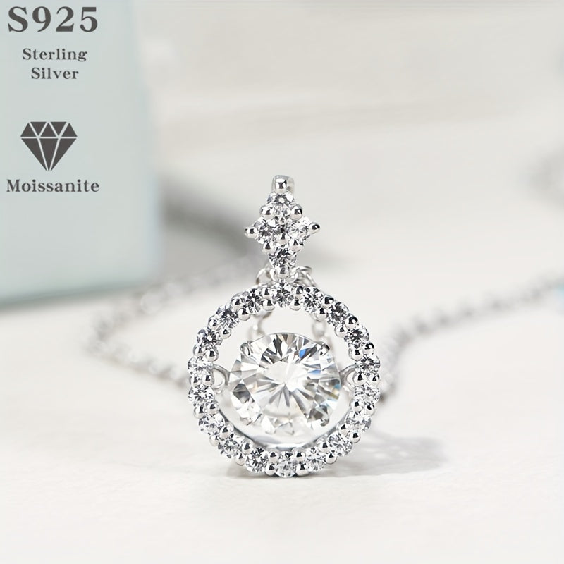 Colar Diamante Solitário de Moissanita - Prata esterlina 925 com revestimento de ouro 18K