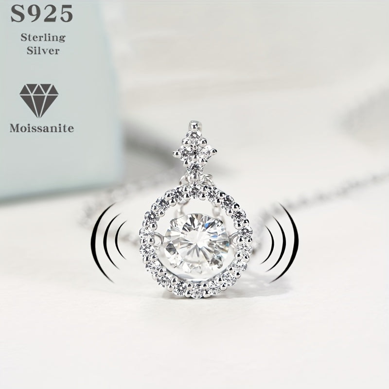 Colar Diamante Solitário de Moissanita - Prata esterlina 925 com revestimento de ouro 18K