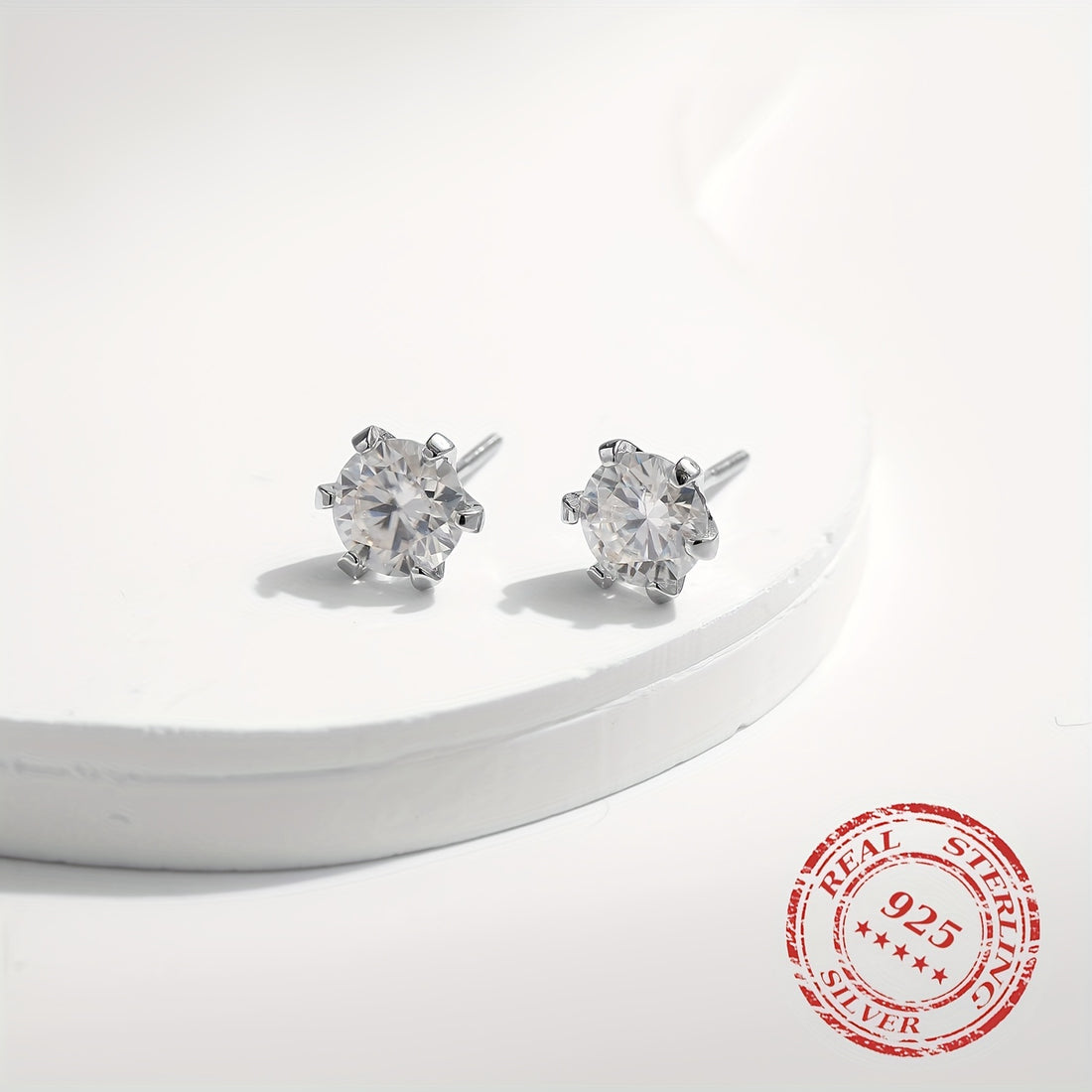 Brincos de pino Moissanite - 1 quilate em prata esterlina 925