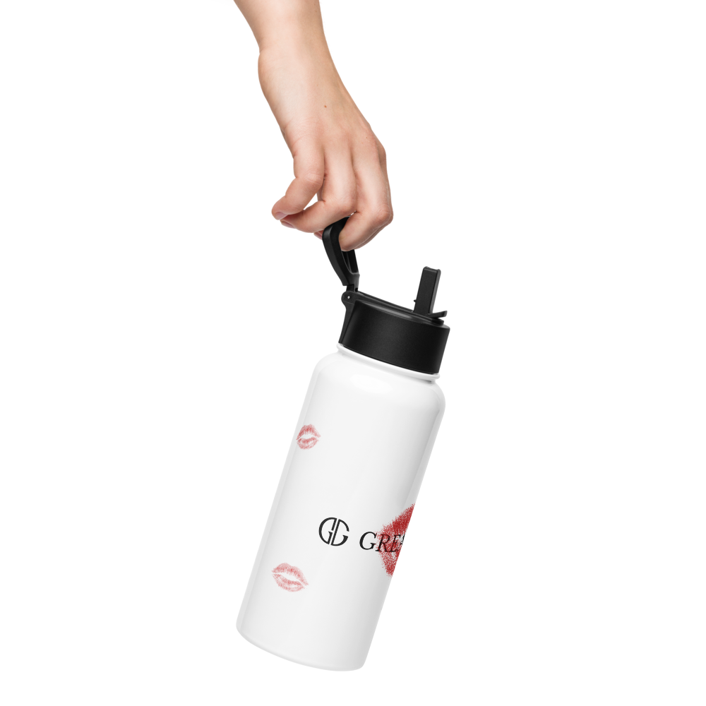 Stainless steel bottle with straw - Kisses